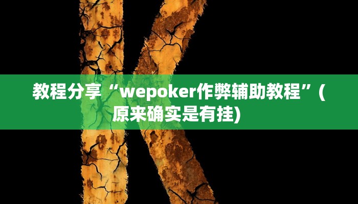 教程分享“wepoker作弊辅助教程”(原来确实是有挂) 