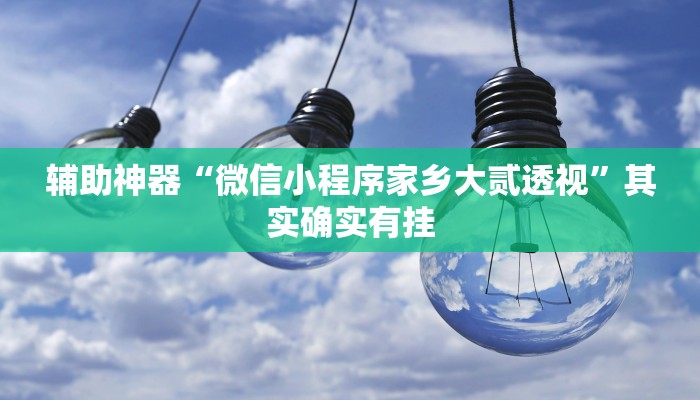 辅助神器“微信小程序家乡大贰透视”其实确实有挂