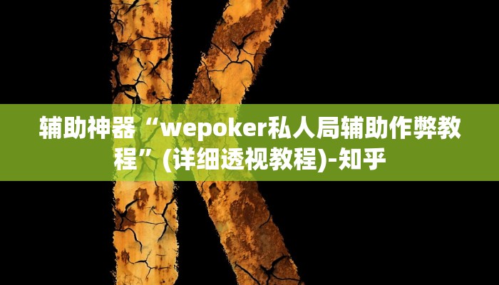 辅助神器“wepoker私人局辅助作弊教程”(详细透视教程)-知乎