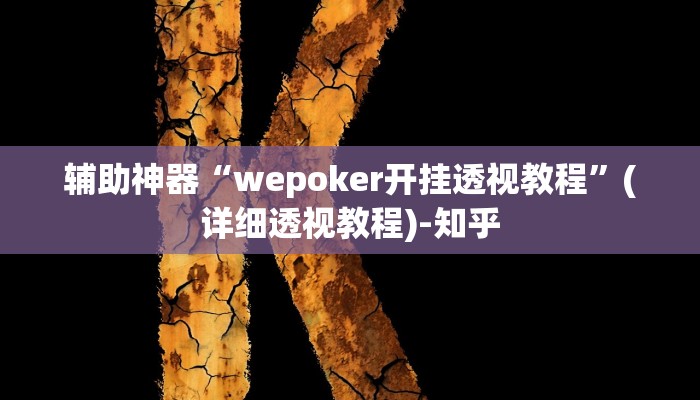 辅助神器“wepoker开挂透视教程”(详细透视教程)-知乎