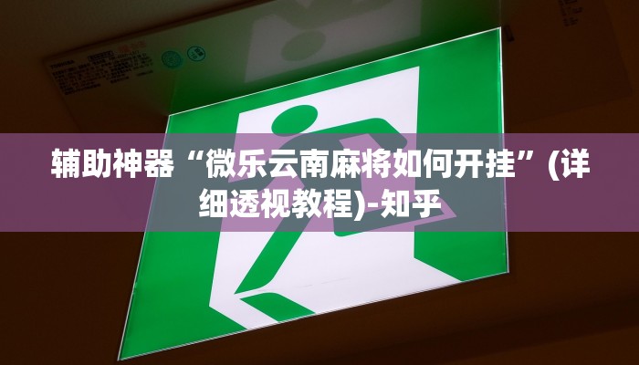 辅助神器“微乐云南麻将如何开挂”(详细透视教程)-知乎