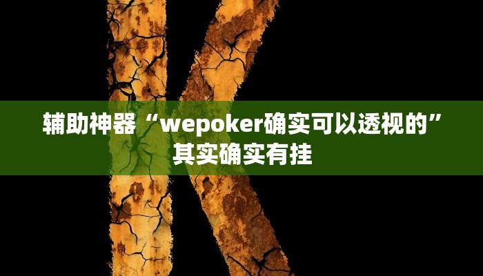 辅助神器“wepoker确实可以透视的”其实确实有挂 辅助神器“wepoker确实可以透视的”其实确实有挂