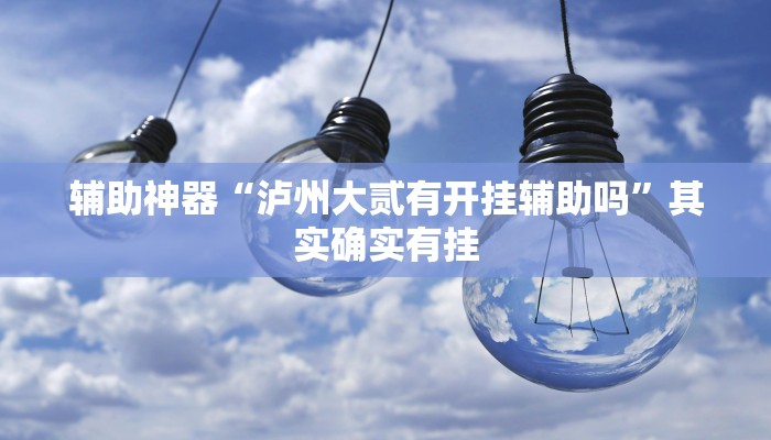 辅助神器“泸州大贰有开挂辅助吗”其实确实有挂