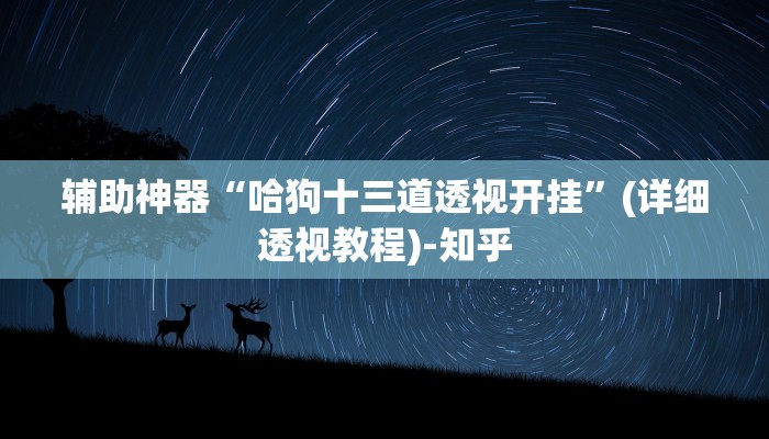 辅助神器“哈狗十三道透视开挂”(详细透视教程)-知乎 辅助神器“哈狗十三道透视开挂”(详细透视教程)-知乎