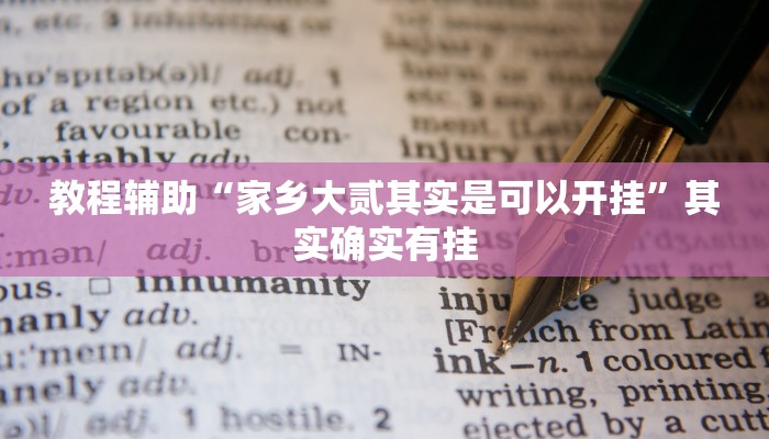 教程辅助“家乡大贰其实是可以开挂”其实确实有挂