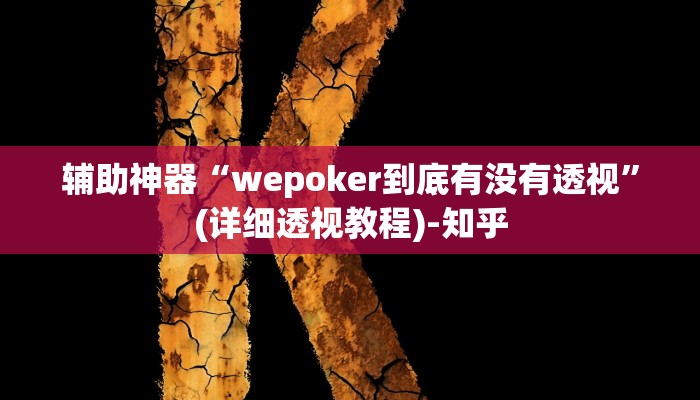 辅助神器“wepoker到底有没有透视”(详细透视教程)-知乎