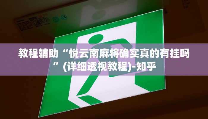 教程辅助“悦云南麻将确实真的有挂吗”(详细透视教程)-知乎