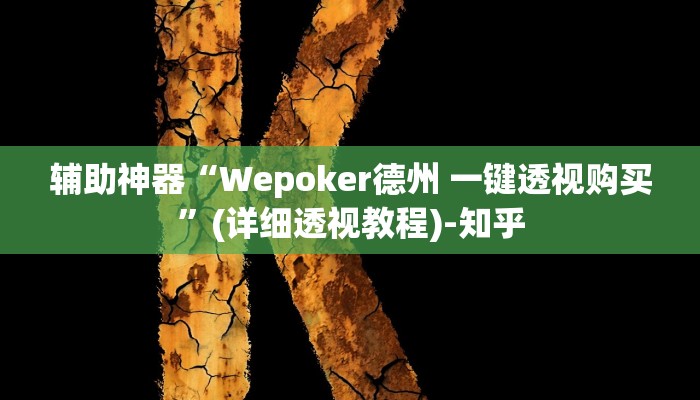 辅助神器“Wepoker德州 一键透视购买”(详细透视教程)-知乎