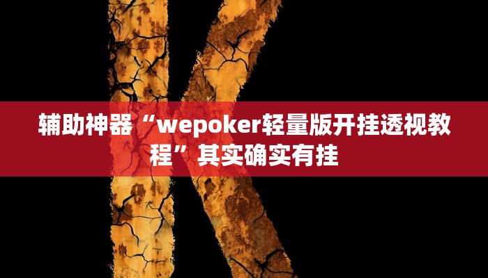 辅助神器“wepoker轻量版开挂透视教程”其实确实有挂