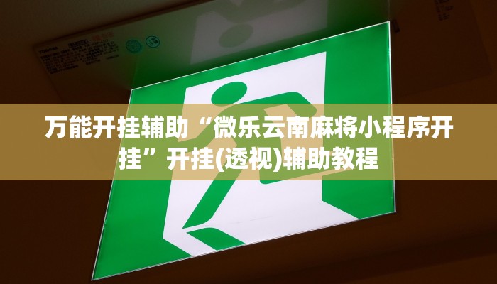 万能开挂辅助“微乐云南麻将小程序开挂”开挂(透视)辅助教程