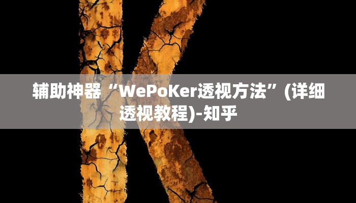 辅助神器“WePoKer透视方法”(详细透视教程)-知乎
