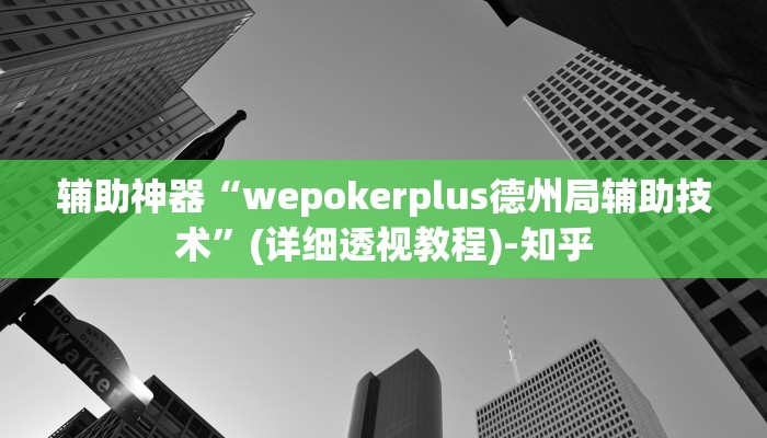 辅助神器“wepokerplus德州局辅助技术”(详细透视教程)-知乎