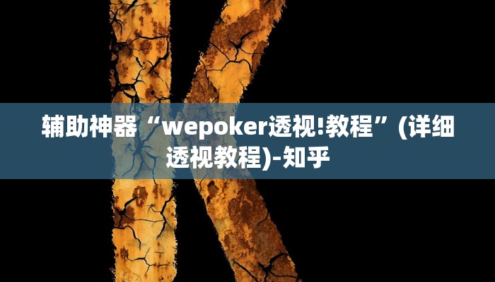 辅助神器“wepoker透视!教程”(详细透视教程)-知乎