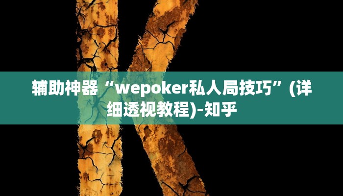 辅助神器“wepoker私人局技巧”(详细透视教程)-知乎