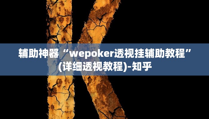 辅助神器“wepoker透视挂辅助教程”(详细透视教程)-知乎