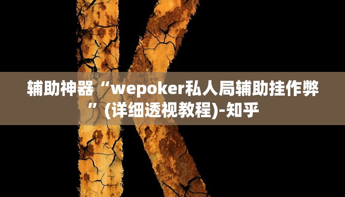 辅助神器“wepoker私人局辅助挂作弊”(详细透视教程)-知乎