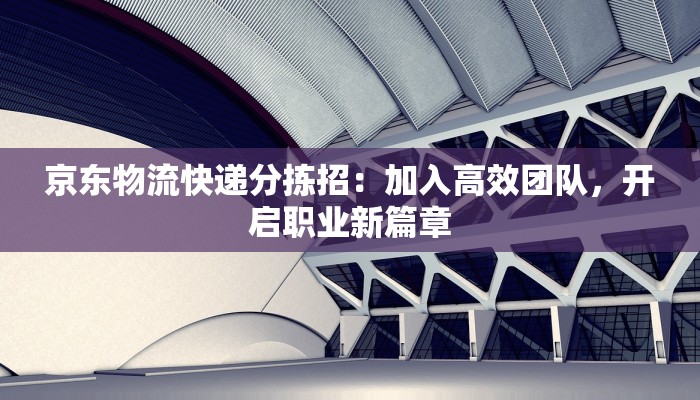 京东物流快递分拣招：加入高效团队，开启职业新篇章