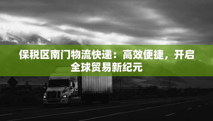 保税区南门物流快递：高效便捷，开启全球贸易新纪元