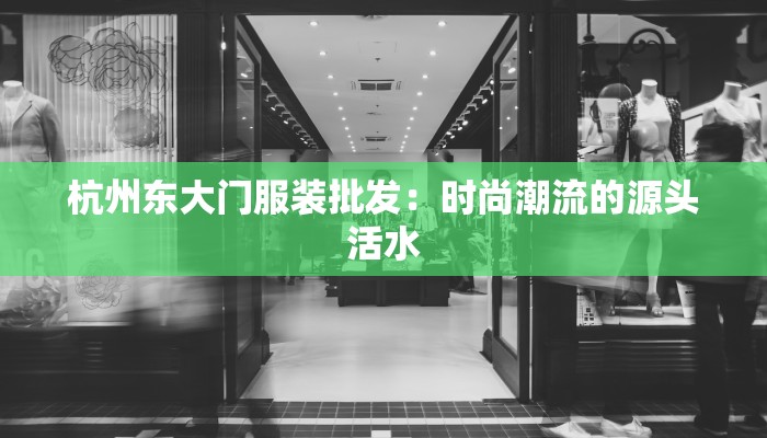 杭州东大门服装批发：时尚潮流的源头活水