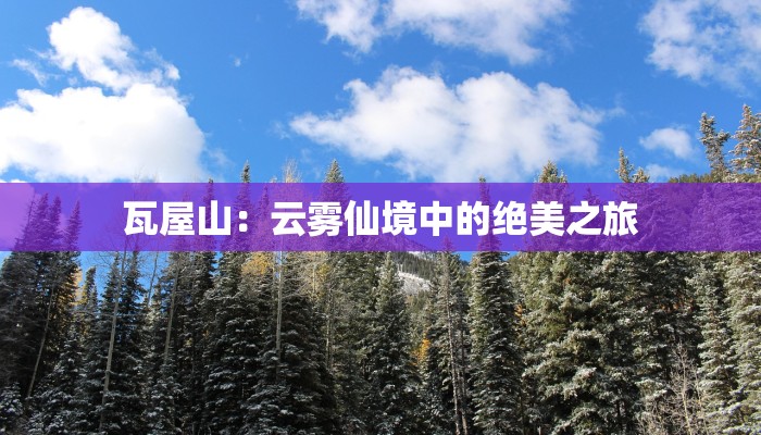 瓦屋山：云雾仙境中的绝美之旅